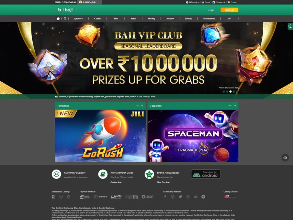 Baji Live casino main page